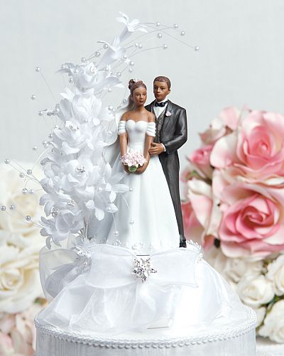 Pearl Side Arch African American Cake Topper - JustCakeToppers.com