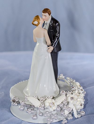  Tie ing the Knot  Rose Pearl Wedding  Cake  Topper  