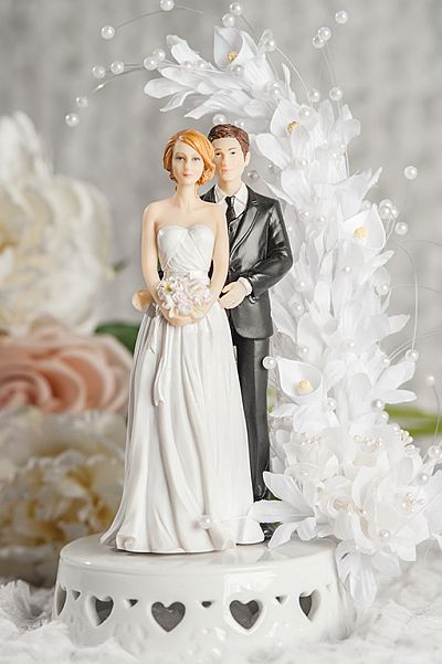Mix and Match Bride and Groom Calla Lily Arch Wedding Cake Topper - JustCakeToppers.com