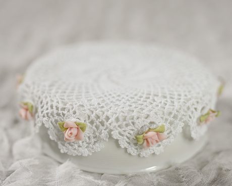 Cute Doily and Rose Porcelain Base