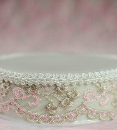 French Pink and Brown Lace Porcelain Base