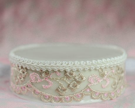 French Pink and Brown Lace Porcelain Base