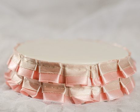 French Pleated Ribbon Trim Porcelain Base