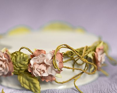 Paper Rose Vine Porcelain Base - JustCakeToppers.com