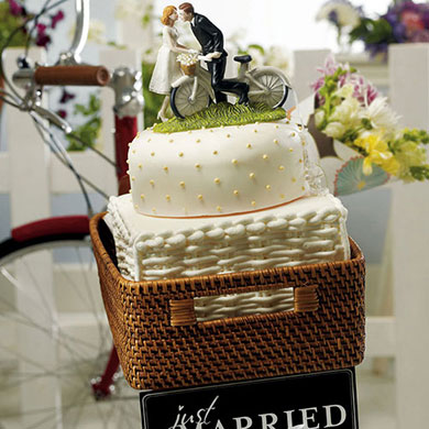"A Kiss Above" Bicycle Bride And Groom Couple Figurine