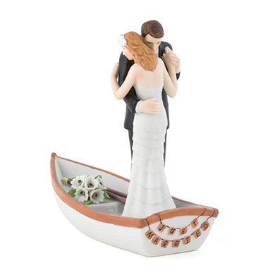"Row Away" Wedding Couple In Rowboat Figurine