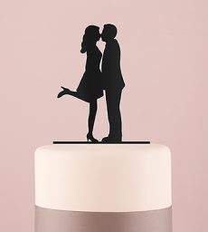 A Kiss Silhouette Acrylic Cake Topper - Black