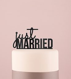 Just Married Acrylic Cake Topper - Black