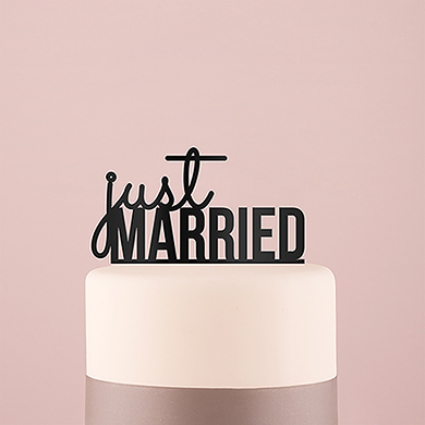 Just Married Acrylic Cake Topper - Black
