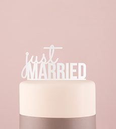 Just Married Acrylic Cake Topper - White