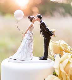 Leaning In For A Kiss - Balloon Wedding Cake Topper