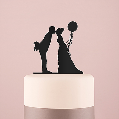 Leaning In Silhouette Acrylic Cake Topper - Black