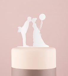 Leaning In Silhouette Acrylic Cake Topper - White
