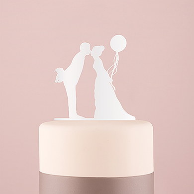 Leaning In Silhouette Acrylic Cake Topper - White