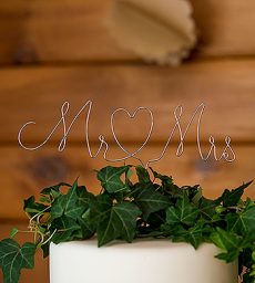 Mr. & Mrs. Twisted Wire Cake Topper - Gold