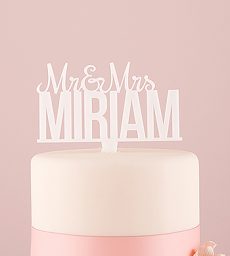 Personalized Mr. And Mrs. White Acrylic Cake Topper
