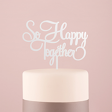 So Happy Acrylic Cake Topper - White