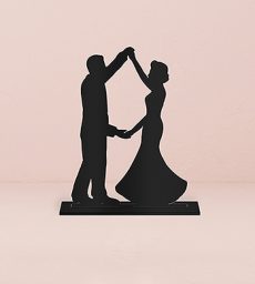 Dancing Silhouette Acrylic Cake Topper - Black