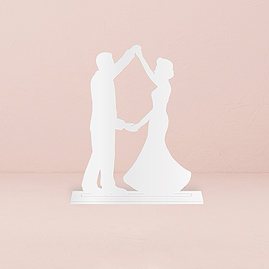 Dancing Silhouette Acrylic Cake Topper - White
