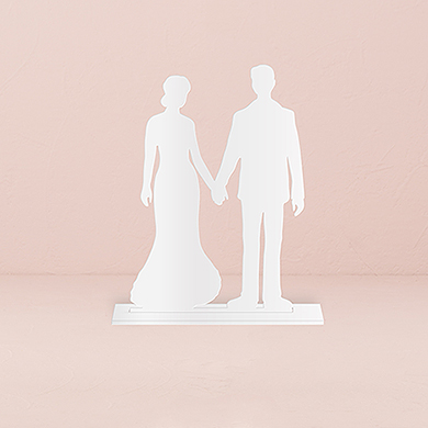 Hands Silhouette Acrylic Cake Topper - White