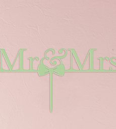 Mr & Mrs Bow Tie Acrylic Cake Topper - Daiquiri Green