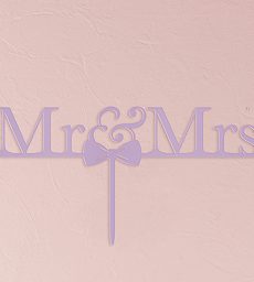 Mr & Mrs Bow Tie Acrylic Cake Topper - Lavender