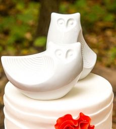 Porcelain Owl Pair Figurines Cake Topper