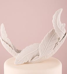 White Feather Porcelain Wedding Cake Topper