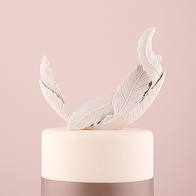 White Feather Porcelain Wedding Cake Topper