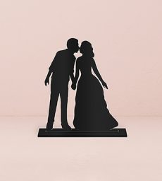 With A Kiss Silhouette Acrylic Cake Topper - Black
