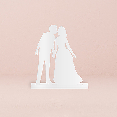 With A Kiss Silhouette Acrylic Cake Topper - White