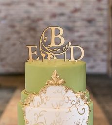 Modern Fairy Tale Monogram Acrylic Cake Topper - Metallic Gold