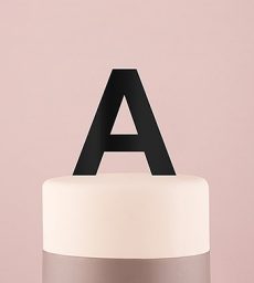 Sans Serif Monogram Acrylic Cake Topper - Black