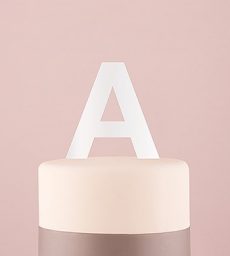 Sans Serif Monogram Acrylic Cake Topper - White