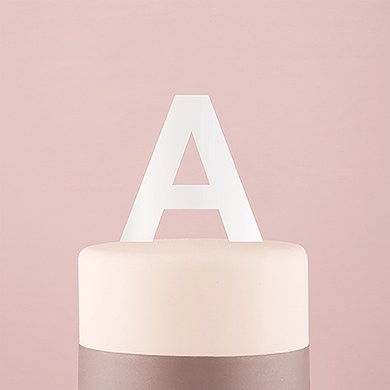 Sans Serif Monogram Acrylic Cake Topper - White