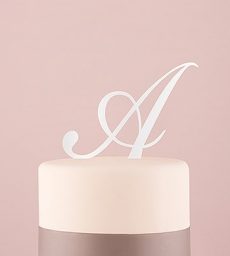 Script Monogram Acrylic Cake Topper White