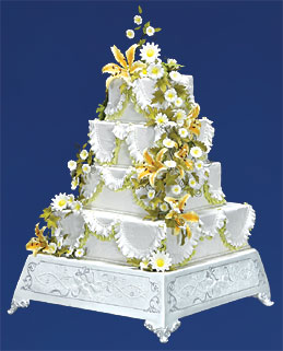 Square Cake Platform 14"" Silver