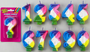 Rainbow Numeral Candle # 8