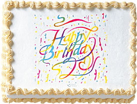 Happy B-Day Ribbons Edible Image